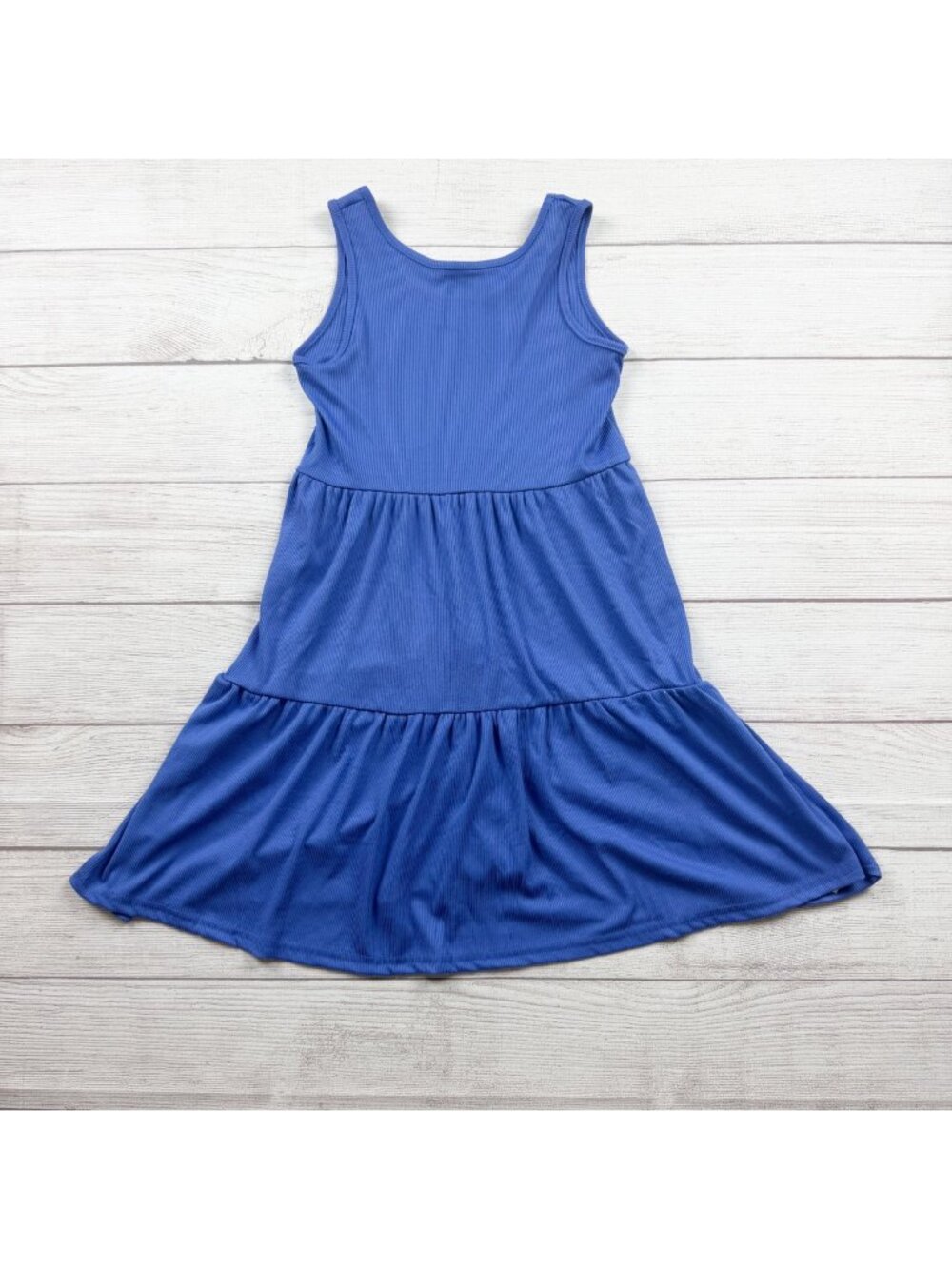 Picapino Girls Tiered Sleeveless Blue Midi Dress Polyester Spandex Blend 12